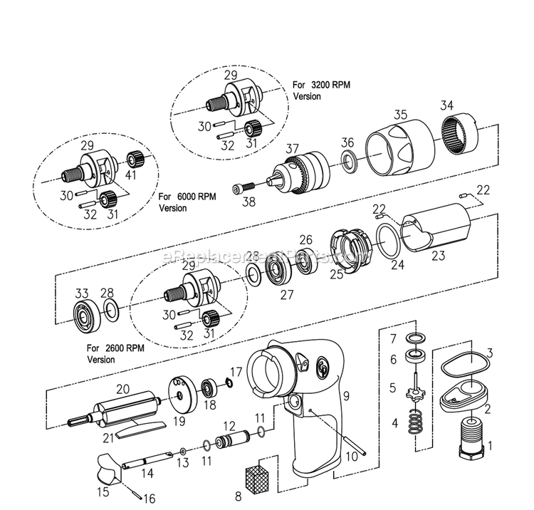 Chicago Pneumatic CP1117P26 Air Drill Power Tool Section 1 Diagram